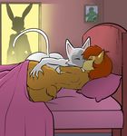  2017 anthro bed being_watched big_breasts big_butt breasts brown_fur bunnie_rabbot butt butt_grab cat cheek_tuft chipmunk cute duo_focus erection feline female female/female fur group hair hand_on_butt hayakain interspecies kissing kitty_(hayakain) lagomorph lying mammal multicolored_fur nekokai nude on_bed on_side pillow rabbit rear_view red_hair rodent sally_acorn silhouette sonic_(series) tuft two_tone_fur white_fur wide_hips 