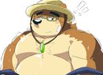  2017 anthro bear belly bhtoss blush eyewear glasses male mammal moobs overweight overweight_male simple_background solo strawhat tokyo_afterschool_summoners volos white_background 