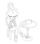  beverage bit-small blaze_the_cat cake cat chair clothing crossed_legs feline female food mammal sitting solo sonic_(series) table tea 