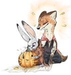  anthro canine clothed clothing disney duo edit eyes_closed female food fox fruit fur halloween holidays judy_hopps lagomorph male mammal nick_wilde nobody_(artist) onesie pumpkin rabbit simple_background vampire zootopia 