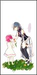  bad_id bad_pixiv_id black_legwear blue_eyes blue_hair breasts detached_sleeves highres kairi_(kingdom_hearts) kingdom_hearts kingdom_hearts_birth_by_sleep limiicirculate multiple_girls red_hair short_hair smile thighhighs 