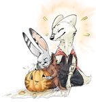  anthro canine clothed clothing disney duo eyes_closed female food fox fruit fur halloween holidays jack_savage lagomorph male mammal nobody_(artist) onesie pumpkin rabbit simple_background skye_(zootopia) vampire zootopia 