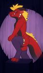  2017 3_toes animated anthro balls blue_eyes clothing dancing dragon evalion legwear loop male morca_(character) mostly_nude red_scales scales socks solo toeless_socks toes 