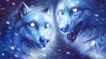  2016 alaiaorax ambiguous_gender canine digital_media_(artwork) duo glowing glowing_eyes mammal open_mouth snow snowing teeth tongue wolf 