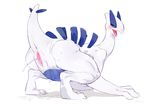  anus bebebebebe blush ejaculation female feral legendary_pok&eacute;mon lugia nintendo orgasm pok&eacute;mon pok&eacute;mon_(species) presenting pussy pussy_ejaculation pussy_juice simple_background solo sweat toto_(artist) video_games white_background 