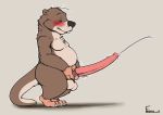  anthro balls blush buckteeth claws cum cumshot ejaculation emenius erection fur hybrid long_penis male mammal masturbation mustelid nude orgasm otter penile_masturbation penis rat rodent simple_background slightly_chubby solo standing teeth thick_thighs whiskers 
