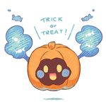  candy cosmog floating food gen_7_pokemon halloween legendary_pokemon looking_at_viewer lowres no_humans open_mouth pokemon pokemon_(creature) pumpkin_costume simple_background smile solid_oval_eyes toku_(ke7416613) trick_or_treat white_background yellow_eyes 