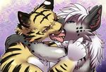  feline french_kissing hyena kissing mammal tiger tongue tongue_out 