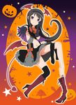  akemi_homura armpits between_toes black_hair blush boot_removed boots commentary_request cross-laced_footwear demon_girl demon_tail demon_wings denkaisui dress elbow_gloves foot_hold foreshortening gloves halloween head_wings high_heel_boots high_heels highres jack-o'-lantern knee_boots lace-up_boots long_hair mahou_shoujo_madoka_magica navel no_panties pumpkin purple_eyes pussy reaching_out shoes single_boot single_shoe single_thighhigh smile solo star tail thighhighs thighhighs_removed thighhighs_under_boots wings 