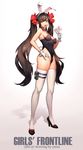  :p animal_ears artist_name bare_shoulders blush bow breasts brown_eyes brown_hair bunny_ears bunny_girl bunny_tail bunnysuit card character_name cleavage contrapposto covered_navel detached_collar fake_animal_ears from_side full_body girls_frontline gloves gradient gradient_background hair_bow hand_on_hip high_heels highleg highleg_leotard leotard long_hair looking_at_viewer necktie playing_card qbz-97_(girls_frontline) sideboob sigma_2018 simple_background small_breasts solo standing tail thigh_strap thighhighs tongue tongue_out twintails very_long_hair white_gloves white_legwear 
