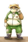  2017 anthro bear clothed clothing eyewear glasses hat male mammal overweight overweight_male simple_background solo straw_hat tokyo_afterschool_summoners volos white_background xzk 