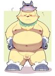  belly big_belly blush canine costume cusith dog halloween holidays male mammal moobs mostly_nude navel nipples obese overweight overweight_male paws penis pose quanjiang scarf slightly_chubby small_penis tokyo_afterschool_summoners 