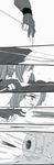  arrow comic commentary gloves greyscale highres japanese_clothes kantai_collection kimono long_hair monochrome partly_fingerless_gloves remodel_(kantai_collection) shaded_face short_sleeves sweatdrop target_practice twintails weidashming yugake zuikaku_(kantai_collection) 