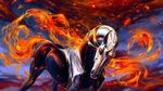  2017 alaiaorax ambiguous_gender day detailed_background digital_media_(artwork) equine feral fire horn horse mammal outside sky solo 