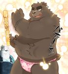  2016 anthro bear belly clothing duo fundoshi hinami hinami0506 japanese_clothing male male_focus mammal overalls overweight overweight_male polar_bear underwear 