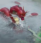  ambiguous_gender angry butt-berry clothing dragon dress duo fangs female gyarados hair hand_raised hi_res human lake mammal nintendo open_mouth pok&eacute;mon pok&eacute;mon_(species) red_hair shiny_pok&eacute;mon solo_focus tongue video_games water wave wet 