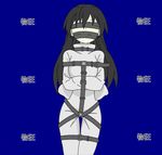  blindfold bondage dark_hair gag strait_jacket straitjacket straps 