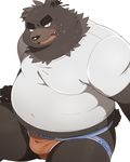  2016 anthro bear blush bulge clothing hinami hinami0506 jockstrap male mammal overweight overweight_male shirt simple_background sitting solo underwear white_background 