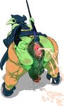  anal_juice anal_prolapse anus backsack balls breasts butt clothed clothing cum_from_ass erection hand_on_butt humanoid_penis hyper hyper_anus intersex nezumi not_furry partially_clothed penis plague_knight presenting presenting_hindquarters prolapse shovel_knight solo spread_anus spreading sweat unknown_species 