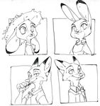  2017 anthro belt black_and_white briskby bulletproof_vest canine chest_tuft clothed clothing dipstick_ears disney duo female fox hat judy_hopps lagomorph looking_at_viewer male mammal monochrome necktie nick_wilde police_uniform rabbit signature simple_background smile straw_hat tuft uniform utility_belt white_background zootopia 