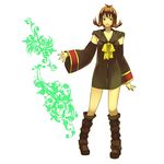  artist_request boots breasts brown_hair final_fantasy final_fantasy_viii flipped_hair green_eyes lowres selphie_tilmitt short_hair smile solo 