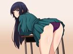  1girl ass female kuromukuro long_hair muetta panties school_uniform skirt solo uniform 