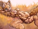  2017 african_wild_dog anthro blue_eyes breasts canine female fingering fingering_self grass looking_at_viewer lying mammal masturbation nipples nude ruaidri smile solo 