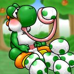  apple blush day egg female food fruit grass green_yoshi kyuubi360 mario_bros nintendo outside oviposition pussy pussy_juice reptile saliva scalie sky solo spread_pussy spreading tongue tongue_out tree video_games yoshi 