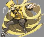  absurdly_long_hair aqua_eyes belt belt_buckle black_belt black_legwear blonde_hair breasts buckle covered_mouth dress eyebrows eyelashes fingerless_gloves fur_collar fur_hat gloves grey_background guilty_gear guilty_gear_xrd hat hat_belt index_finger_raised legs long_hair long_sleeves millia_rage one_eye_closed outline palms pantyhose shoes short_dress simple_background small_breasts solo text_focus translation_request tsurime ushanka very_long_hair white_footwear white_gloves white_outline yellow_dress yellow_hat ysk! 