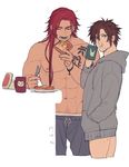  :t bare_chest bottomless bread breakfast bruise butter coffee_mug cup dated eating food hair_down hmr hood hoodie injury knife male_focus male_pubic_hair mug multiple_boys muscle otegine pants pubic_hair red_hair shirtless sideburns sweatpants tattoo toast tonbokiri_(touken_ranbu) touken_ranbu 