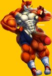  2017 abs anthro balls bandicoot big_balls big_penis clothed clothing crash_bandicoot crash_bandicoot_(series) erection footwear gloves hi_res huge_balls huge_penis legwear male mammal marsupial muscular muscular_male penis shoes simple_background smile socks solo topless vhsdaii video_games 