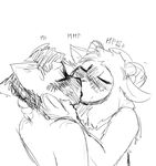  anthro black_and_white blush caprine cat comic duo eyes_closed feline hladilnik horn kissing male male/male mammal moan monochrome sheep 