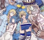  breasts dark_skin dizzy dress elphelt_valentine family father_and_son guilty_gear guilty_gear_xrd ky_kiske long_hair maka_(morphine) medium_breasts mother_and_son ponytail ramlethal_valentine short_hair siblings sin_kiske sisters sleeping smile sol_badguy white_hair 