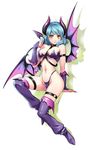  aqua_hair arm_support bikini blush boots breasts bridal_gauntlets demon_girl demon_horns demon_tail demon_wings domestic_na_kanojo gloves gradient_wings highleg highleg_bikini horns medium_breasts multicolored multicolored_wings navel o-ring official_art parted_lips purple_footwear purple_gloves purple_wings red_eyes sasuga_kei shadow short_hair solo succubus swimsuit tachibana_rui tail thigh_boots thigh_strap thighhighs white_background wings 