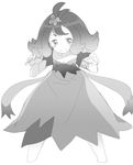  :3 acerola_(pokemon) armlet blush_stickers breasts dress elite_four flipped_hair greyscale hair_ornament highres leaning_forward monochrome ookamiuo pokemon pokemon_(game) pokemon_sm pose short_hair simple_background small_breasts solo stitches trial_captain wavy_mouth white_background 