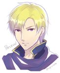  artist_name blonde_hair cape character_name fire_emblem fire_emblem:_fuuin_no_tsurugi male_focus perceval portrait purple_eyes simple_background solo taiga_kazame white_background 