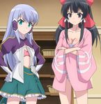  2girls black_hair cleavage else_shileska isekai_wa_smartphone_to_tomo_ni. kokonoe_yae long_hair screencap stitched 