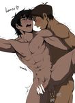  2boys anal black_hair brown_hair cum erection eyes_closed keith_(voltron) lance_(voltron) leg_lift legs_up male_focus nipples nude penetration penis sex sweat tanned testicles voltron voltron:_legendary_defender yaoi 