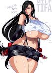  bangs black_hair blush breasts cleavage covered_nipples curvy earrings elbow_gloves final_fantasy final_fantasy_vii flying_sweatdrops gloves huge_breasts jewelry long_hair looking_at_viewer mature miniskirt navel nipples panties parted_bangs plump raisuta shiny shiny_skin skirt suspender_skirt suspenders tank_top thick_thighs thighs tifa_lockhart underboob underwear 