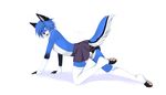  2017 4_toes all_fours anthro arched_back black_bottomwear black_claws black_clothing black_fur black_nose black_panties black_tail black_underwear blue_eyes blue_fur blue_hair blue_tail canine claws clothed clothing crossdressing digital_media_(artwork) fingerless_gloves fox fur girly gloves grey_bottomwear grey_clothing grey_skirt hair kida555 legwear looking_at_viewer male mammal multicolored_fur multicolored_tail naitel open_mouth panties pawpads pink_pawpads short_hair side_view signature simple_background skirt socks solo stockings thigh_highs toe_claws toeless_socks toes underwear white_background white_clothing white_fur white_gloves white_legwear white_socks white_stockings white_tail 