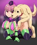  all_fours animal belt bestiality boots braid breasts brown_eyes cleavage clipboard collar comic condom covered_nipples dog doggystyle expressionless fate/grand_order fate_(series) florence_nightingale_(fate/grand_order) garter_straps green_legwear hair_ribbon hat hetero highres id_card kani_club large_breasts long_hair miniskirt navel nurse_cap pink_hair purple_eyes ribbon sex shrug_(clothing) single_braid skirt solo_focus thigh_boots thighhighs tongue tongue_out trick_or_treatment used_condom very_long_hair 