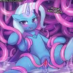  2017 anus blush clitoris english_text equine female friendship_is_magic hair horn looking_at_viewer lumineko mammal my_little_pony pussy spread_legs spreading tentacles text tongue tongue_out trixie_(mlp) unicorn 