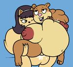  2017 abdominal_bulge anthro areola balls big_balls big_breasts big_penis black_hair blush breasts brown_fur buckteeth cat cum cum_inflation cum_inside dickgirl dickgirl/female digital_media_(artwork) duo feline female fur green_eyes hair huge_balls huge_breasts hyper hyper_penis inflation intersex intersex/female kitty_katswell mammal mr.under nickelodeon nipples nude open_mouth orgasm penetration penis rodent sandy_cheeks sex simple_background smile spongebob_squarepants squirrel t.u.f.f._puppy teeth thick_thighs wide_hips 