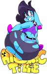  alien alpha_channel big_breasts big_butt black_hair blue_skin bracelet breasts butt clothing ear_piercing eyelashes female freckles hair huge_butt humanoid jewelry looking_back mammal not_furry piercing rear_view shorts simple_background smile solo tillie_(vimhomeless) torn_clothing transparent_background vimhomeless voluptuous wide_hips 