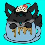  black_fur blue_fur canine cherry cup cute food fox fruit fur lovelyg4m3r male mammal shai_dreamcast smile solo whipped_cream 