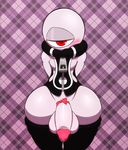  2017 alien balls big_balls big_penis blush clothed clothing cy_(sssonic2) cyclops girly half-erect humanoid_penis k--10 looking_at_viewer male not_furry partially_clothed penis precum ribbons solo thick_thighs wide_hips 