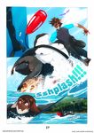  anthro blue_eyes brown_hair carrying cat celio cetacean claws clothing cloud comic dick_(character) dorsal_fin feline fin group hair lifeguard mammal manly marine muscular nipples orca pecs peritian pinniped sea sea_lion siamese size_difference sky swimming swimsuit underarm_carry water wet whale 