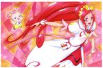  blush cure_ace dress gloves long_hair magical_girl ponytail red_eyes red_hair smile towa_akagi 