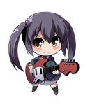  bad_id bad_pixiv_id black_hair brown_eyes celebi_ryousangata guitar instrument k-on! long_hair nakano_azusa plectrum school_uniform skirt socks solo twintails 