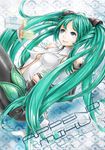  aqua_hair bad_id bad_pixiv_id blue_eyes bridal_gauntlets center_opening character_name francisco_valle hatsune_miku hatsune_miku_(append) long_hair necktie pantyhose smile solo twintails very_long_hair vocaloid vocaloid_append 